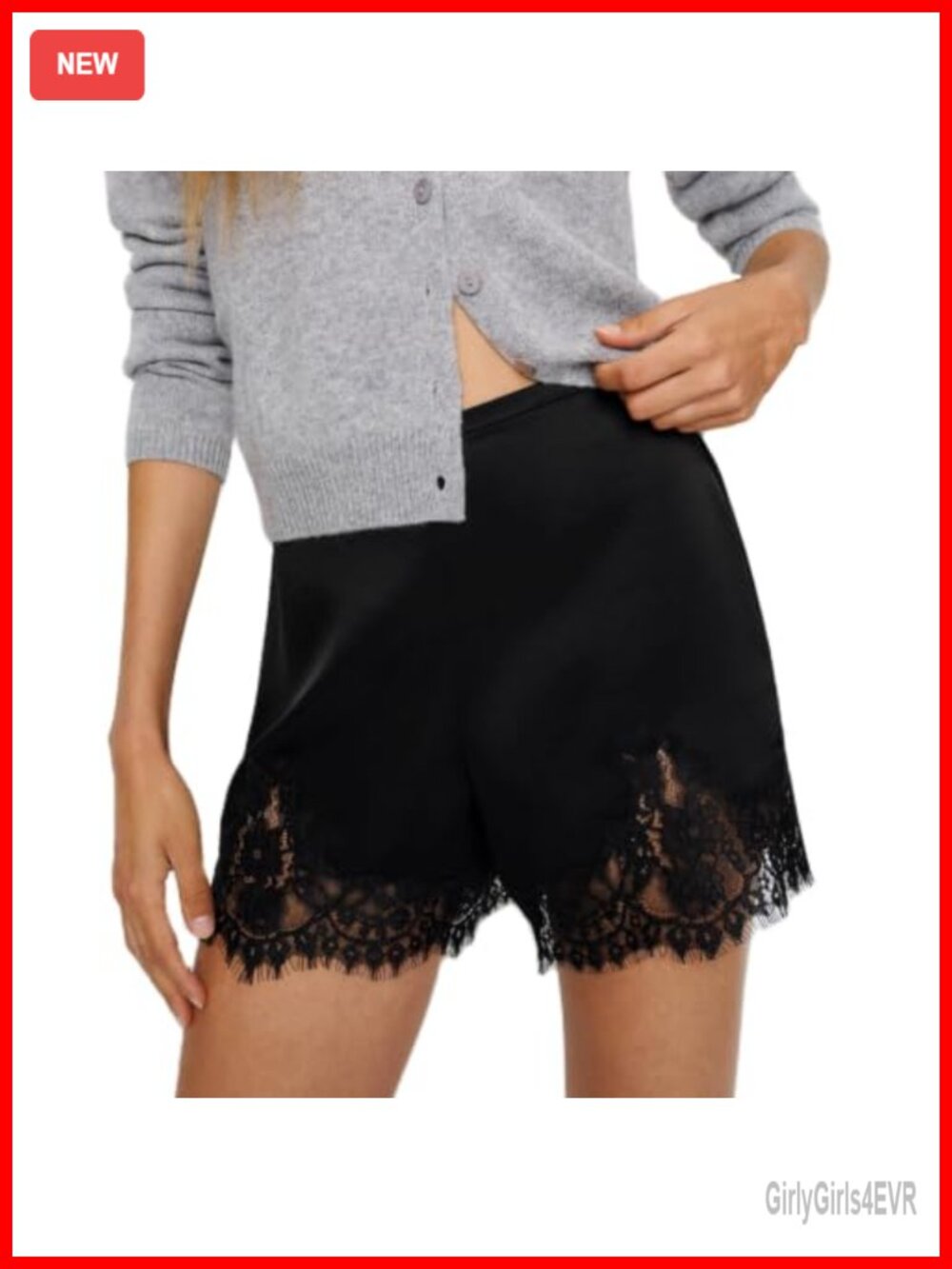 Lace Trim Satin Shorts Silk Mini Micro Slip Biker Bottoms